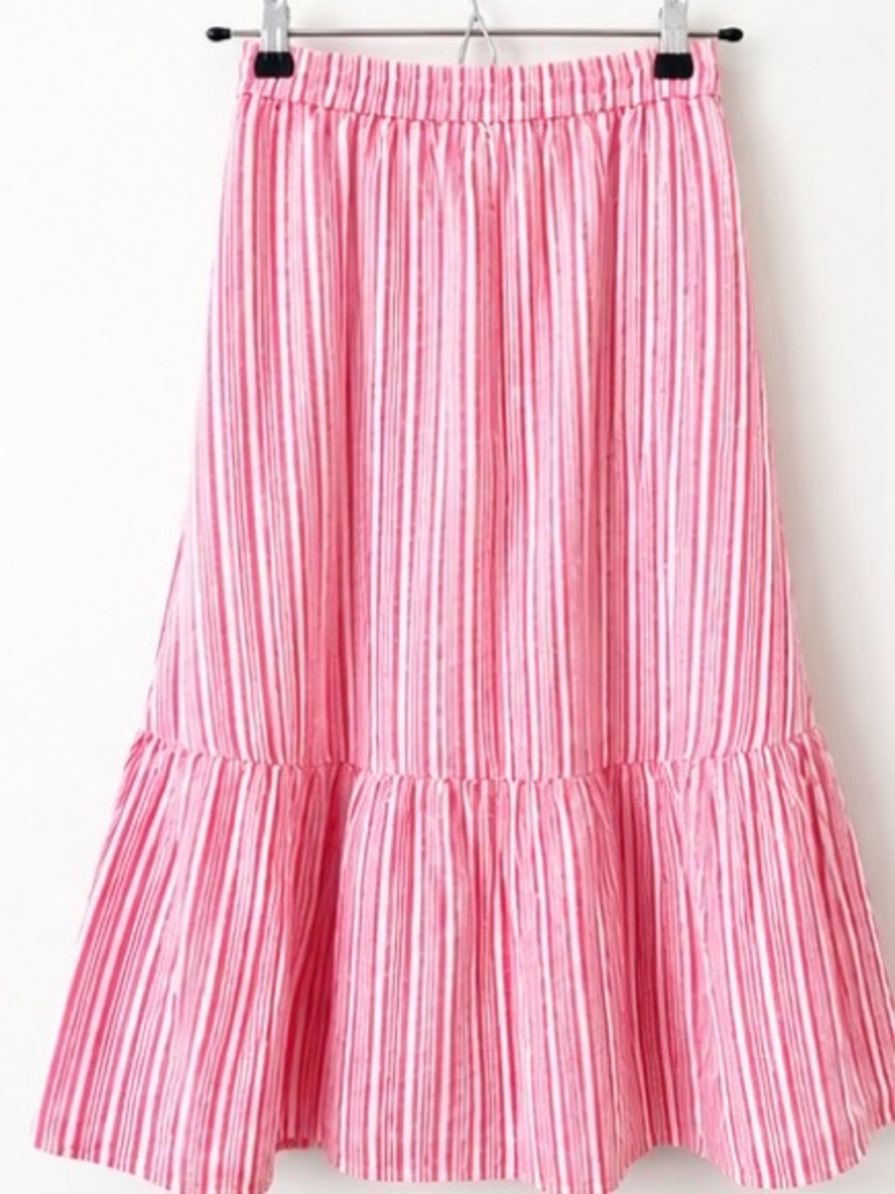 Talbots Red Pepper Multi Linen Stripe Tassel Tie Lined Maxi Skirt M-Petite - Picture 4 of 7